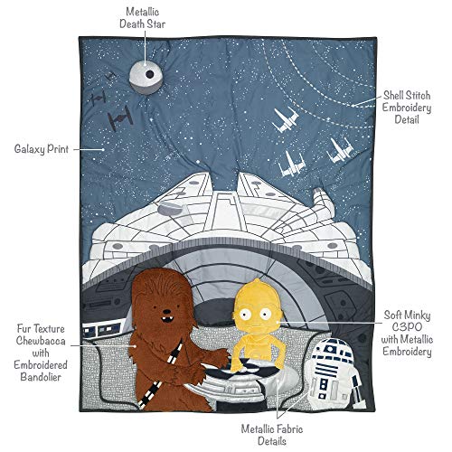 Комплект Спално бельо за Детска креватчета Lambs & Ivy Star Wars Signature Millennium Falcon от 4 теми