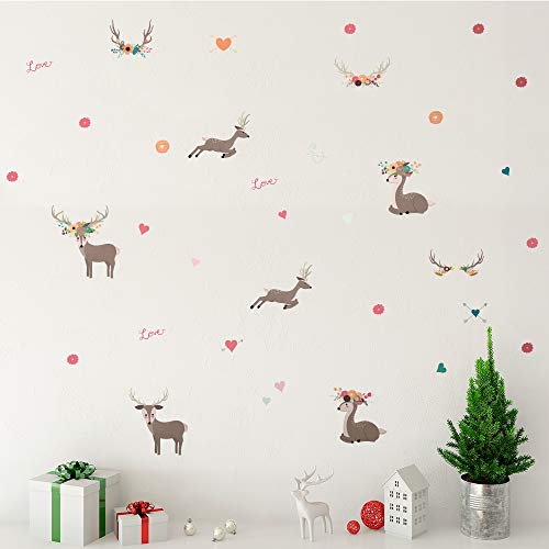 Коледни Стикери за стена с изображение на Лосове, Етикети, Стенописи, Винил Декор за Спалня/Дневна/Класната стая/Детска