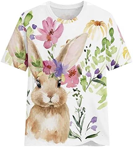 Ризи Happy Easter за Жени, Тениска с изображение на Заек Бъни, Ризи с Принтом, Сладки Пролетни Блузи с Къс Ръкав