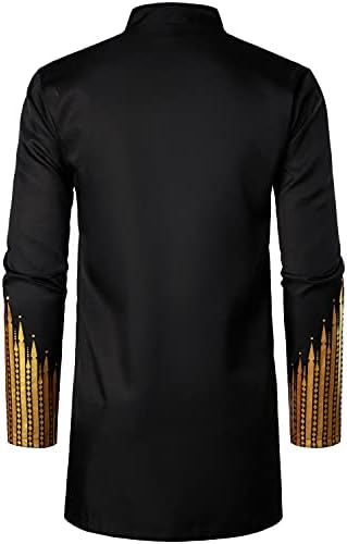 Мъжки дрехи LucMatton от 2 теми, Риза с дълъг ръкав и черни копчета, Традиционните Етнически Костюм