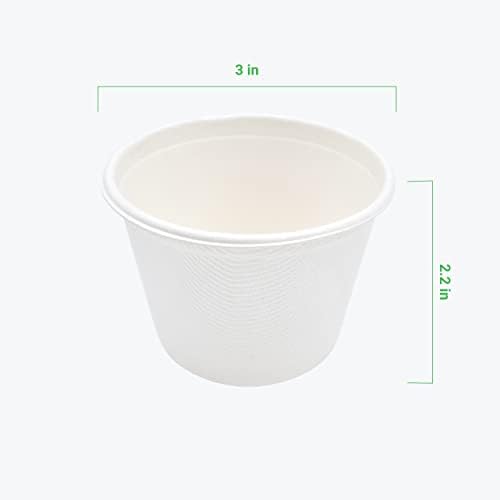 Чаша за сервиране на напитки и продукти, обем 4 унции (115 мл) [50 броя в опаковка], сверхпрочная, биоразлагаемая, компостируемая в домашни условия, без пластмаса, произв