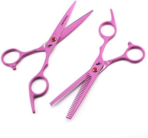 Професионален Фризьорски Комплект Филировочных ножица За подстригване на Коса с Розово острие от Неръждаема Стомана 6,0