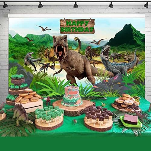 Динозавър на Фона на Рожден Ден за Момчета Джунглата Планински Фон, Тема на Филма Динозавър Банер за Парти за Торта 5x3