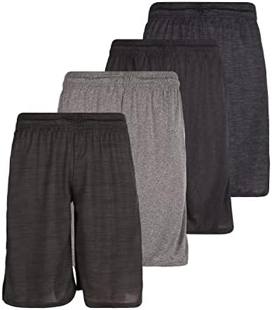 X Game Time - Мъжки Баскетболни Шорти от 4 опаковки, Мъжки къси Панталони за активни Бързи Сухи тренировки с Джобове