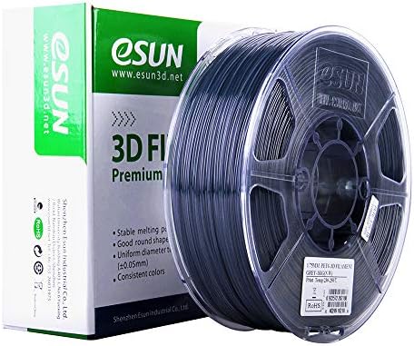 eSUN 3D Прозрачен Сив Конец от ПЭТГ 1,75 мм, 1 кг (2,2 кг), Конци за 3D-принтер PETG, Точност +/- 0,03 мм, стъкло, сив