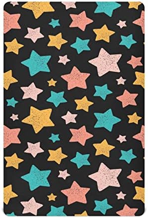 Чаршаф за легло Kigai с разноцветни звезди за момичета и момчета, Мека Дишаща за стандартни легла и матраци за деца,