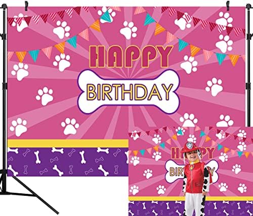 DULUDA Розово Кученце Фон за Рожден Ден Cartoony домашен Любимец Кучешки Лапи на Тема Деца За Малки Момичета честит Рожден