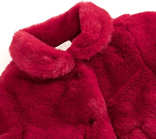 Зимни палта за момичета, детски Зимно яке с дълъг ръкав за малки момичета, Червена Сладка Детска Плюшен яке за деца (Червена,
