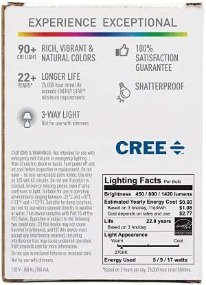 Крушка Cree Lighting Изключителна серия A21, led лампа без регулиране на яркост 2700 К, 40/60/100 W + 1420 лумена, наивно-бяла,