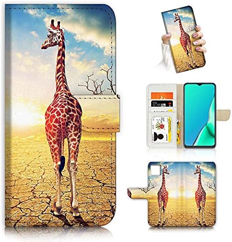 за iPhone 14 Plus е проектиран калъф-портфейл с панти капак за телефон, A24480 Суха сухопътна жираф 24480