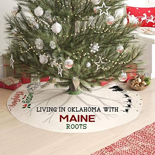 Пола за Коледната елха Мама и аз 44 инча - Живот в Оклахома с Корени щата Мейн - Коледна Украса За дома и на улицата,