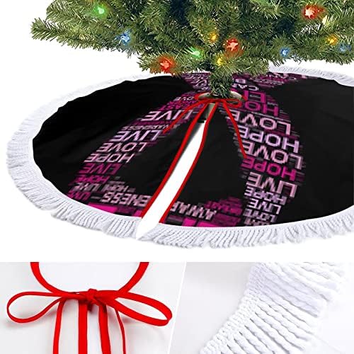 Информираността за Рака на гърдата На Живо Розовата Лента Пола за Коледно килимче за Коледно Декориране с Пискюли за