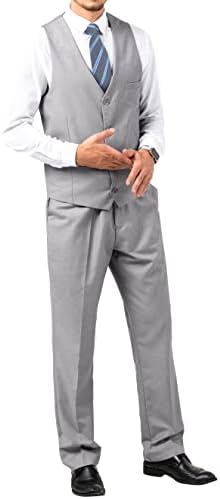 Мъжки костюм JPF Slim Fit от 2 теми, Монофонични Жилетка и Панталони, Мъжки Костюм с Вратовръзка