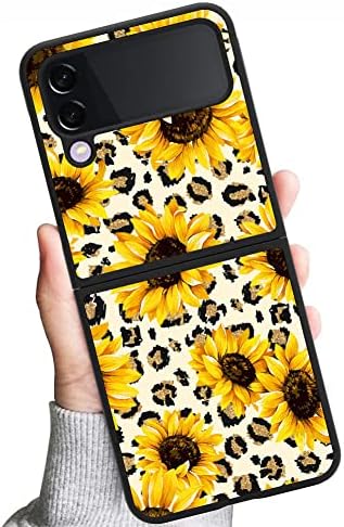 ZIYE е Съвместим с Samsung Galaxy Z Flip 4 5G Case 2022, дизайн с леопардовым принтом под формата на Слънчоглед, Тънък