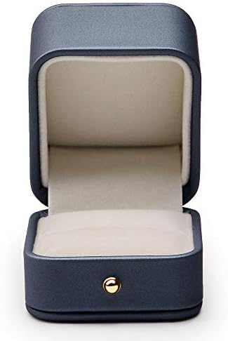Oirlv Красива Кутия За Пръстени от Стомана син Цвят, Подарък Кутия за Пръстените от Естествена Кожа Премиум-Клас за Сватба,