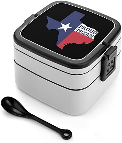 Горд Texas Обяд-Бокс Преносим Двуслойни Bento-Бокс с Голям Капацитет на Контейнера за Обяд Хранителната Контейнер с Лъжица
