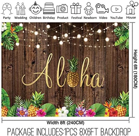 Allenjoy 8x6ft Алоха Селски Дървен Фон за летни Тропически Хавайски Плаж Luau Фон За Снимки на Парти Банер на Рожден