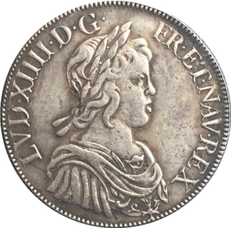 1643 Френски Монети От Чиста Мед С Посеребренным Покритие Антични Сребърни Доларови Монети Колекция от ръчно изработени
