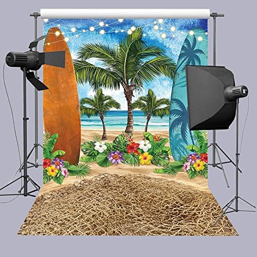 BINQOO 5x7FT Плажен Фон лятно хавайско-Маритим Дъска за сърф Тропически Палми Фон За Фотография Сватбена Плажно Парти