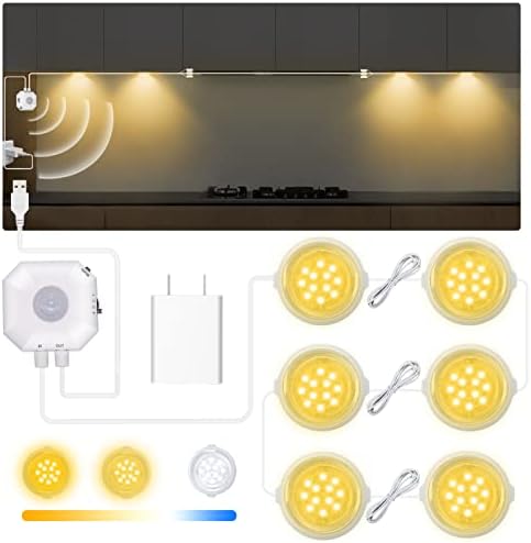 KeShu Осветление под шкаф с Осветление с датчик за движение, Вътрешно Осветление под мивката за кухня, USB Led Светлини