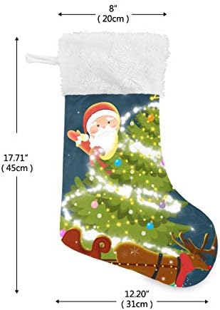ПИМИЛАГУ Дядо Коледа се Крие зад Коледна Елха Коледни Чорапи, 1 Опаковка 17,7 , Окачените Чорапи за Коледна украса