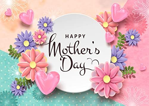 SJOLOON Щастлив Фон за Деня на Майката Розово Лилав Фон с Цветя Снимка Фон за Украса на парти в чест на Деня на Майката