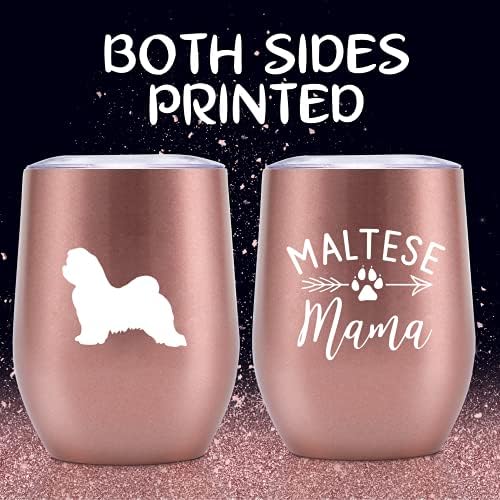 Подаръци от Onebttl Maltese, Чаша с Уникален дизайн за мама-мальтийки, Чаша за вино, на 12 унции с Непроливающейся капак,