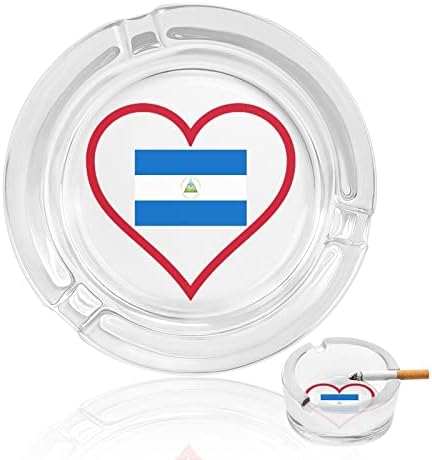 Любовта Никарагуа Червено Сърце Кръгли Стъклени Пепелници Титуляр за Портсигара Сладък Пепелник За Пушачи