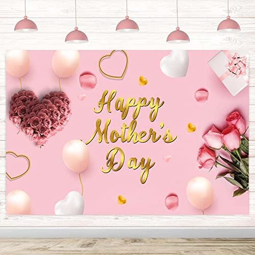 Банер с Ден на Майката, на Фона с Розово Цвете Аз обичам Мама Банер с Деня на Майката, Декорации с Майка си Ден, за парти,