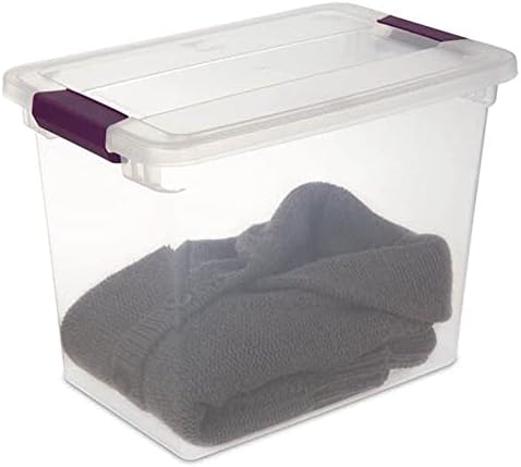 Sterilite 27 Литрова Прозрачна Капачка с капаче, Штабелируемая Кутия за съхранение, 6 опаковки и Средната Прозрачна Кутия