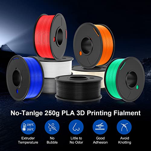 SUNLU 250 г PLA Направления 1,75 мм, Конец за 3D принтер, Точност +/- 0,02 мм, Макара 0,25 кг, 8 ролки, Черен + Бял +