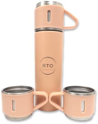 Оригиналния набор от кафе термосов RTO с 3 чаши, Изолирано колба от неръждаема стомана 500 мл / 16 унции за топла и студена