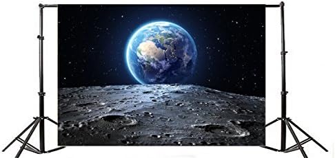 Baocicco 10x7ft Винил Фон, с Площ Небе, Фон за Снимки на Галактиката, Синята Земята, Видимата повърхност на Луната, на