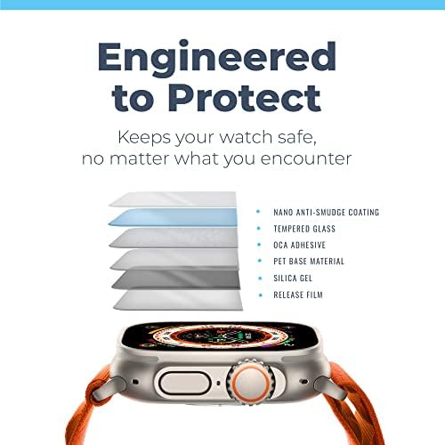Защитно фолио Power Theory за Apple Watch Ultra 49 мм [3 опаковки] с удобна тава за настройка, защита от закалено стъкло