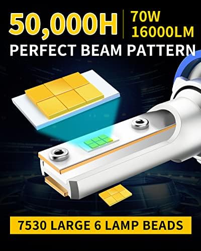 Eggdax 2022 Модернизирани led лампа H11, 70 W 16000 лумена, на 500% по-ярка, комплект за преобразуване на светодиоди
