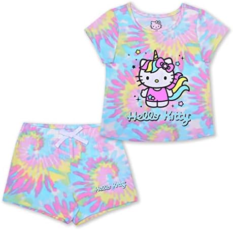 Комплект ризи и къси панталони с къси ръкави Hello Kitty за момичета с Бебета, бебета и малки деца – Син / Розов