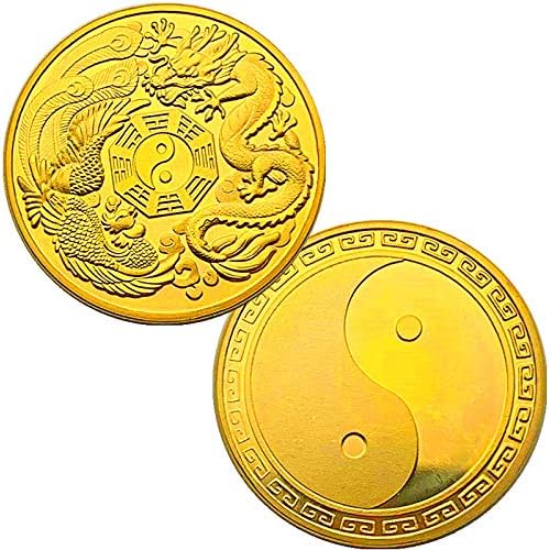 Криптовалюта Китайски Дракон и Феникс Клюки Позлатени Монети Възпоменателни Монети, Копия на Монети с Защитен Калъф Лични
