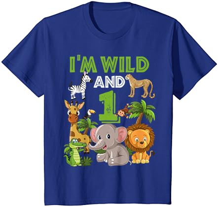 Детска тениска на рожден Ден в стил Аз съм див и 1 Зоологическа градина тениска Сафари в Джунглата