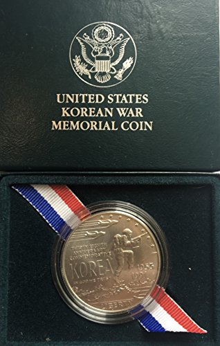 Мемориал монета на Корейската война 1991 D се предлага в опаковка от Монетния двор на САЩ с доказателство за долар на