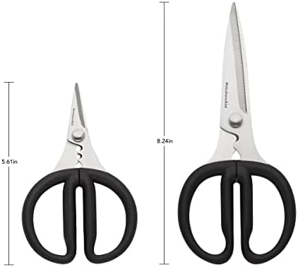 Комплект универсални ножици за рязане на билки KitchenAid от Неръждаема стомана с меки дръжки, 2 бр., Черен