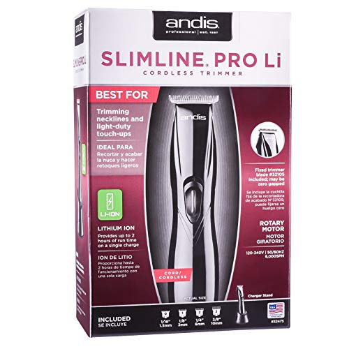 Машинка за подстригване на Slavi Slimline Pro Li с Т-Образно острие Черен 32475 с Четка BeauWis Blade