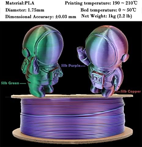 Конци PLA 3D, конци DB PLA Точността на 1,75 mm +/- 0,03 мм е Подходящ за повечето принтери FDM, 3 цвята в 1 два цвята