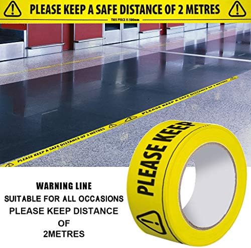 Поддържайте безопасна дистанция 2 Метра, Разделяйки Обществото на Лента за Маркиране на пода, Водоустойчив черно-Жълта