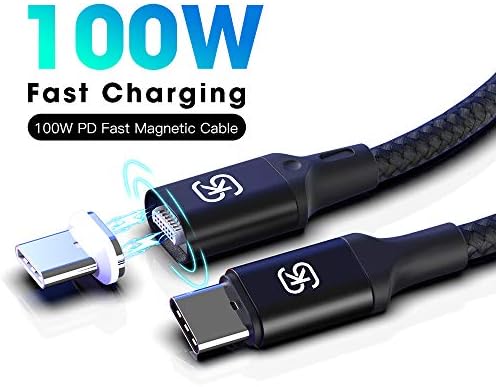 Магнитен USB кабел C SIKAI 20V/5A 100W Max Взаимозаменяеми кабелен USB адаптер C за C USB PD, Съвместим с Mac Pro / Air