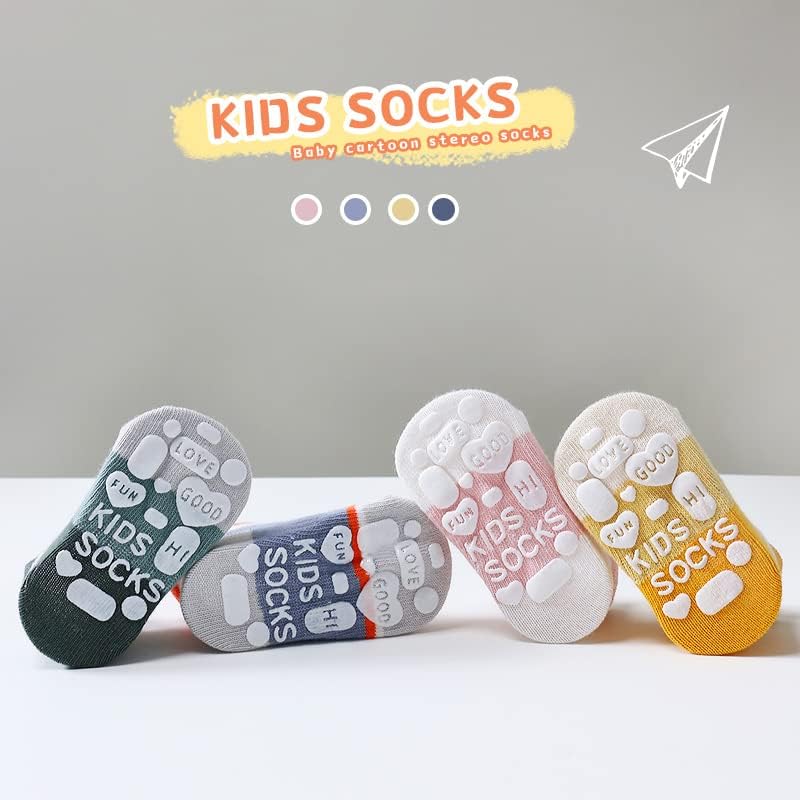 Нескользящие детски чорапи-слипоны Yinxily с дръжки, 6 двойки за момчета и момичета, 0-36 месеца