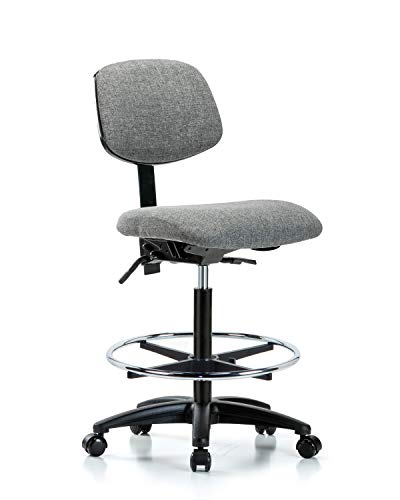 Текстилен стол за сядане LabTech LT41851 С Висока Пейка, Найлон Основа, Хромированное Пръстен За крака, Ролки, Тъмно