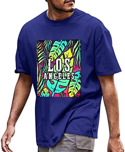XXBR Мъжки тениски с къс ръкав и писмото принтом, Ежедневни Хавайски Ризи, Летни Плажни Блузи, Спортни тениски с кръгло деколте