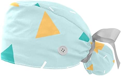2 Опаковане на Геометрични Триъгълни шапки за еднократна употреба-Скраб За медицински Сестри, Жена с Дълга Коса, Регулируем