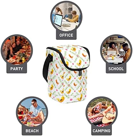 Чанта за обяд за Жени и Мъже, Изолирано Чанта-Тоут Yellow Birds Lunch Box с Регулируем пагон за Училище, на Работа, на