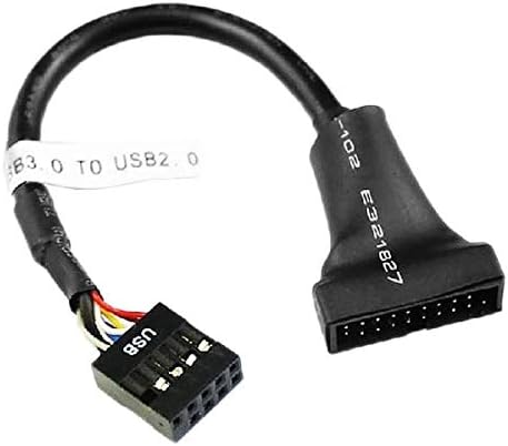 USB-адаптер USB 2.0 9Pin дънна платка с конектор USB 3.0 19Pin Корпус с конектор Кабел-адаптер, Дължина: 15 см (черно).